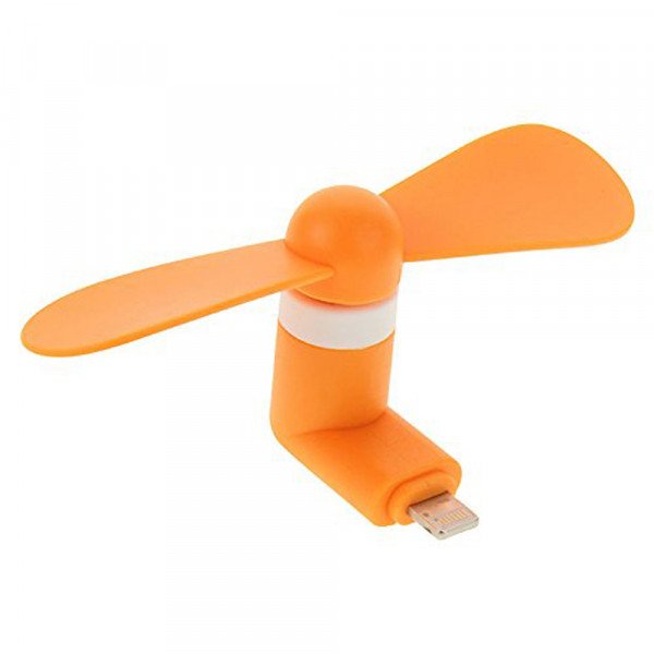 Wholesale iPhone Lighting Portable Cell Phone Mini Electric Cooling Fan (Orange)